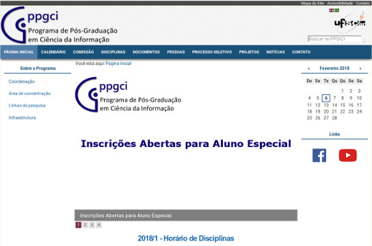 Disciplinas e instruções para inscrição estão no site do PPGCI (Imagem: Reprodução)