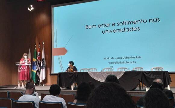 Maria de Jesus Dutra dos Reis, Vice-Reitora da UFSCar, em evento na Unicamp. Imagem: Divulgação