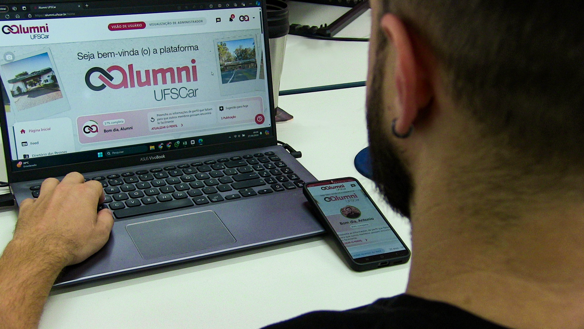 A Alumni está disponível para desktop e celular e tem inscritos dos quatro campi 
