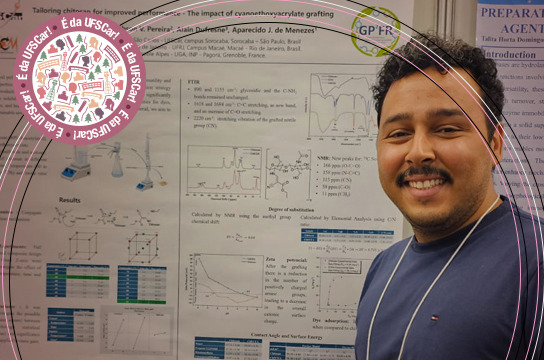 Samir Leite Mathias apresenta pôster durante o CBPol (Foto: Acervo pessoal)