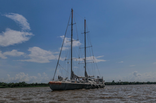 Veleiro Tara, que esteve no Brasil em 2021 (Foto: Julie Nedelec Andrade, para Fund. Tara Oceans)
